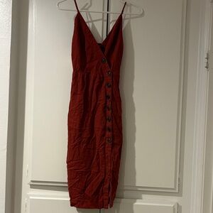 Urban Outfitters Red Midi Dress with Buttons